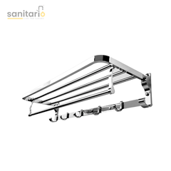 Elegant Towel Rack with Built-in Shelf & Hooks – Stainless Steel 304