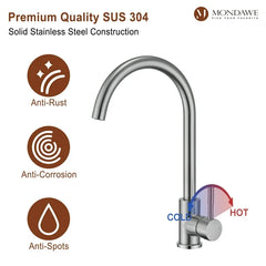 Stainless Steel 360 Moving Kitchen & Bathroom Mixer - Brushed nickel