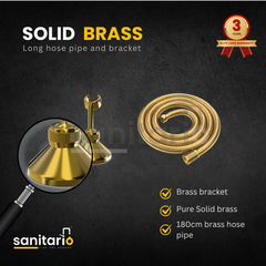 Vintage Royale Brass Hand Shower Set with Ceramic Handle