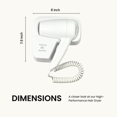 Wall-Mounted Hair Dryer – Compact & Stylish for Hotels & Homes