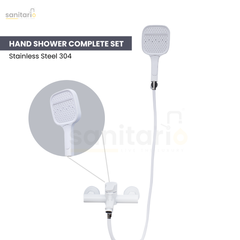 Luxury Hand Shower Set – White 304 Stainless Steel, Complete Set