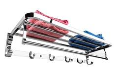 Elegant Towel Rack with Built-in Shelf & Hooks – Stainless Steel 304