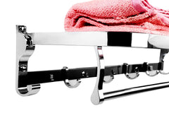 Elegant Towel Rack with Built-in Shelf & Hooks – Stainless Steel 304