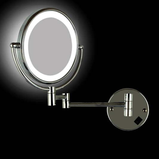 LED Magnifying Mirror – Dual-Sided, 360° Rotating, Wall-Mounted