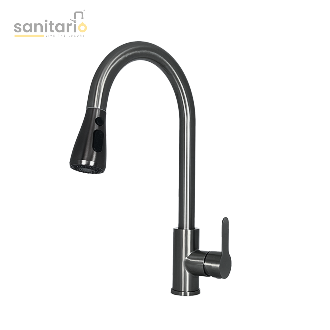 High Arc Pull-Out Kitchen Faucet – Stainless Steel 304