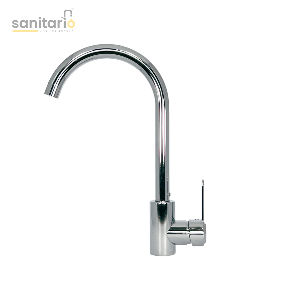 Modern Round-Neck Kitchen Faucet – SUS-304 Stainless Steel