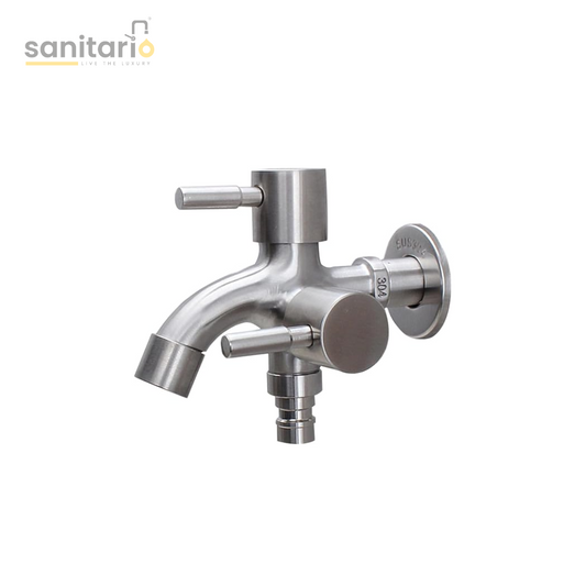 Stainless Steel Two-Way Lever Bib Tap – Dual-Function & Stylish Design