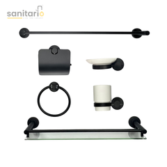 6-Piece Matte Black Bathroom Accessories Set – Premium Quality