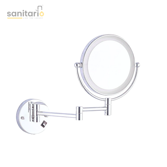 LED Magnifying Mirror – Dual-Sided, 360° Rotating, Wall-Mounted