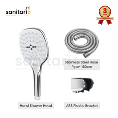 3-Function Push Button ABS Plastic Hand Shower Set with 150 cm Hose in Chrome Finish