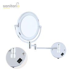 LED Magnifying Mirror – Dual-Sided, 360° Rotating, Wall-Mounted