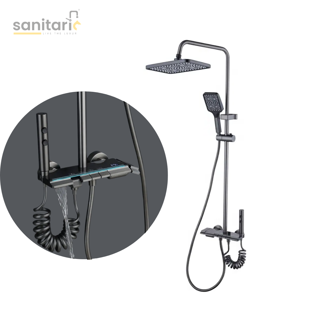 Piano LED Shower System – Rainfall & Hand Shower Set