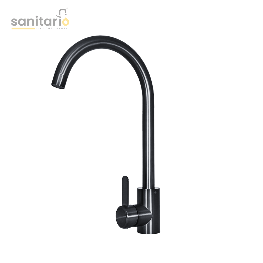 Modern Round-Neck Kitchen Faucet – SUS-304 Stainless Steel