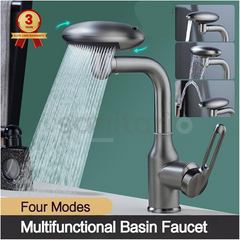 360° Rotatable Waterfall Faucet – 4 Modes, Hot & Cold Mixer for Bathroom & Kitchen