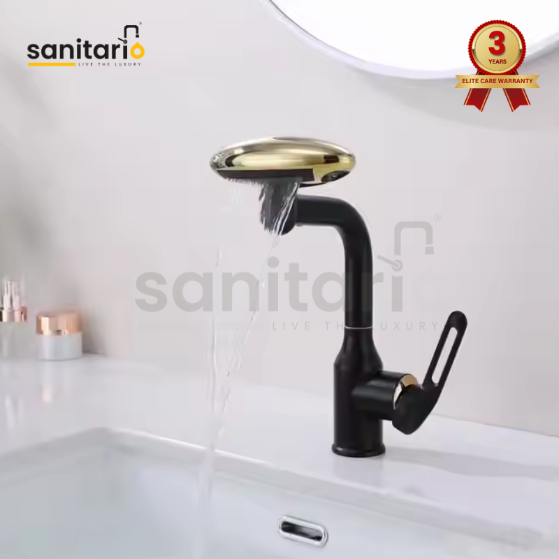 360° Rotatable Waterfall Faucet – 4 Modes, Hot & Cold Mixer for Bathroom & Kitchen