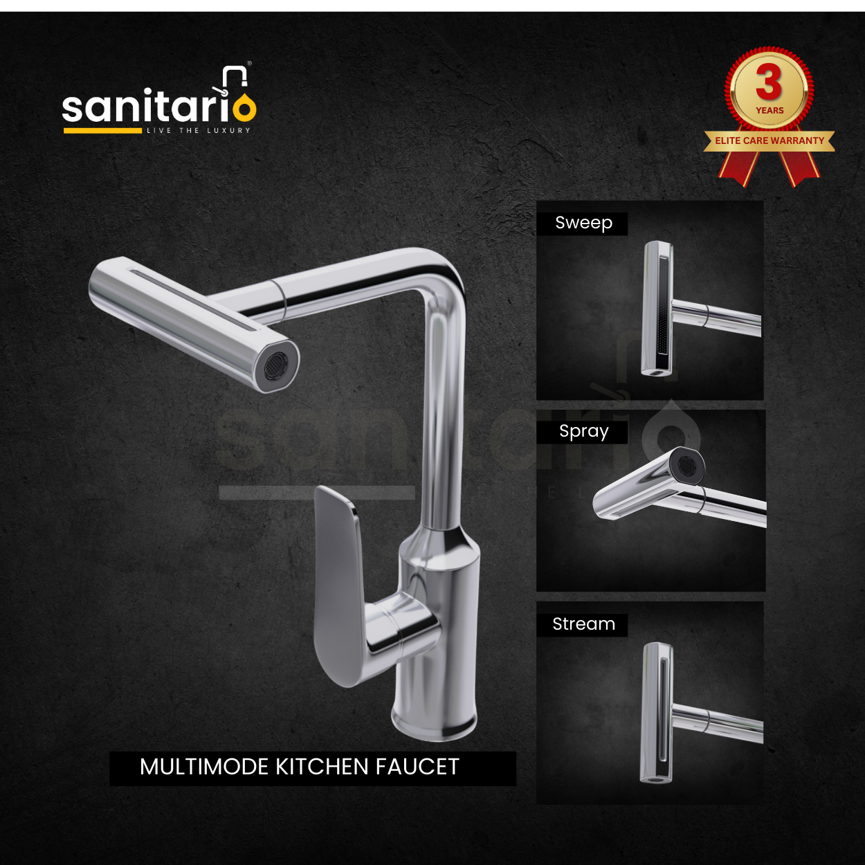 Luxury Waterfall Kitchen Faucet with Pull-Out Sprayer - Stainless Steel 304