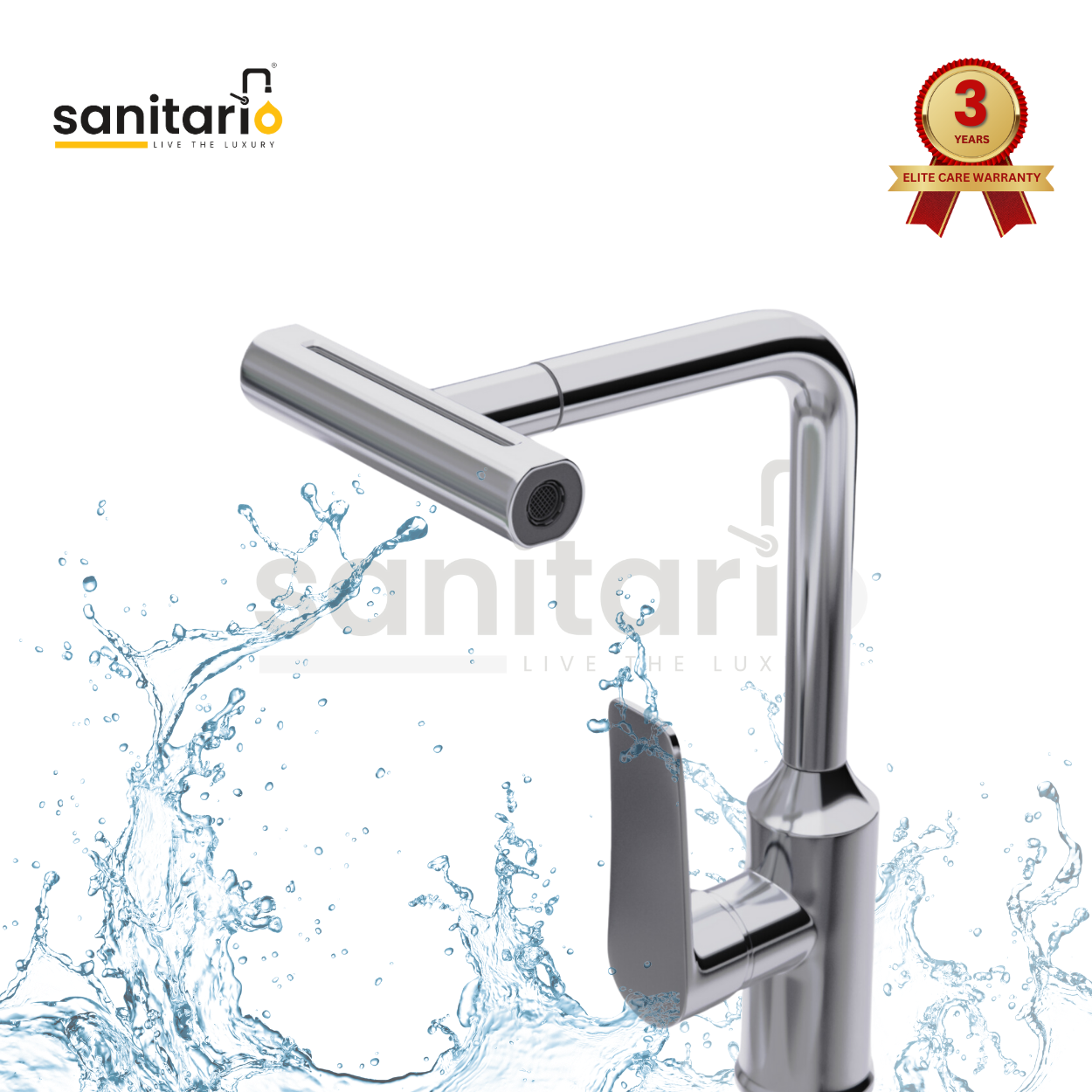 Luxury Waterfall Kitchen Faucet with Pull-Out Sprayer - Stainless Steel 304