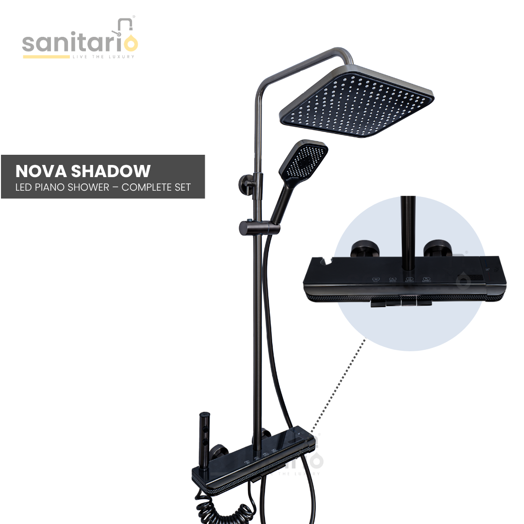 Nova Shadow – Hydropower LED Shower System with Rainfall, Hand Shower & Jet Spray (Complete Set)
