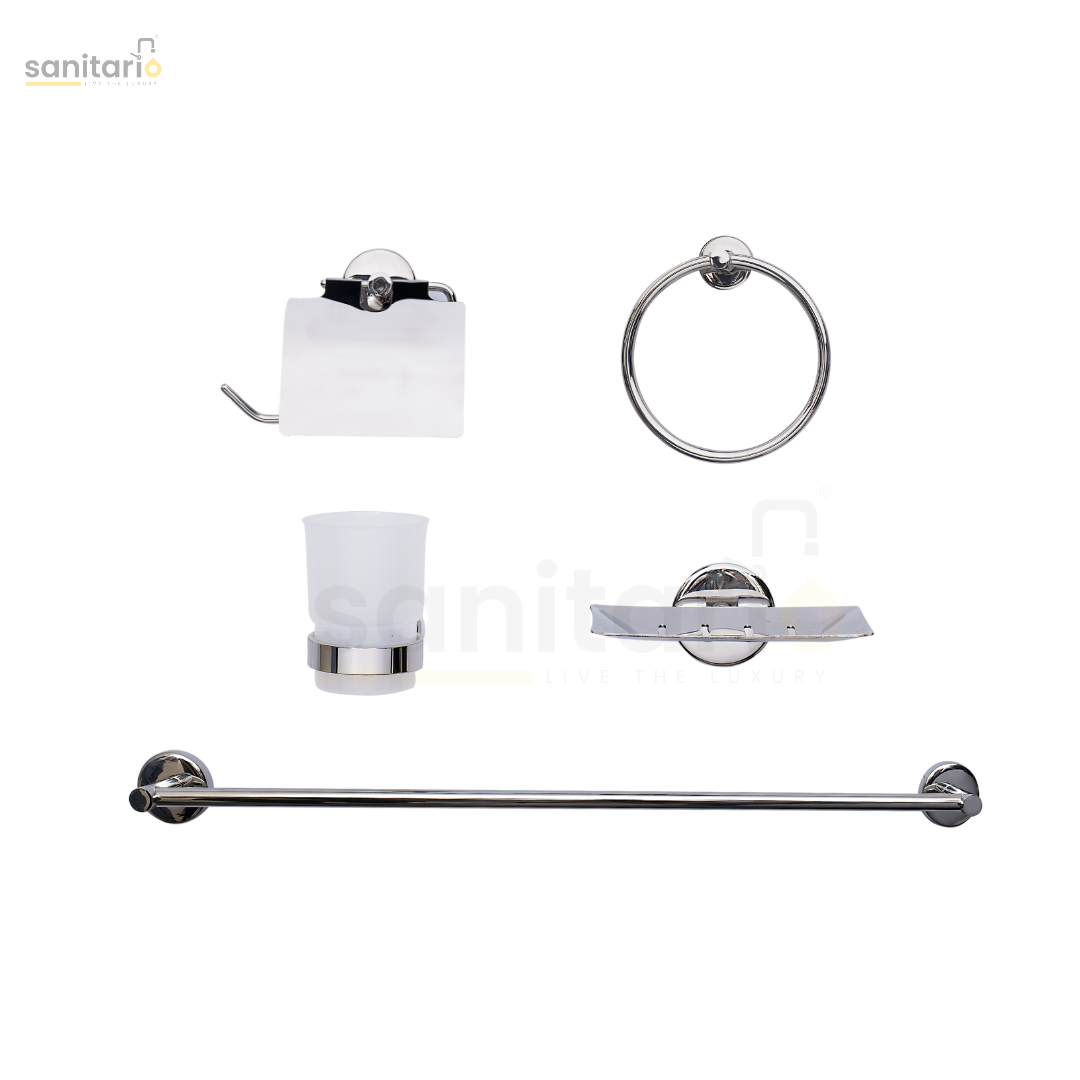 5-Piece Bathroom Accessories Set - Brass