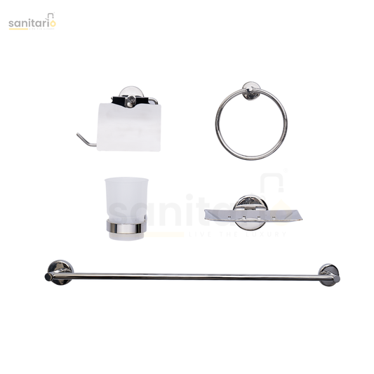 5-Piece Bathroom Accessories Set - Brass