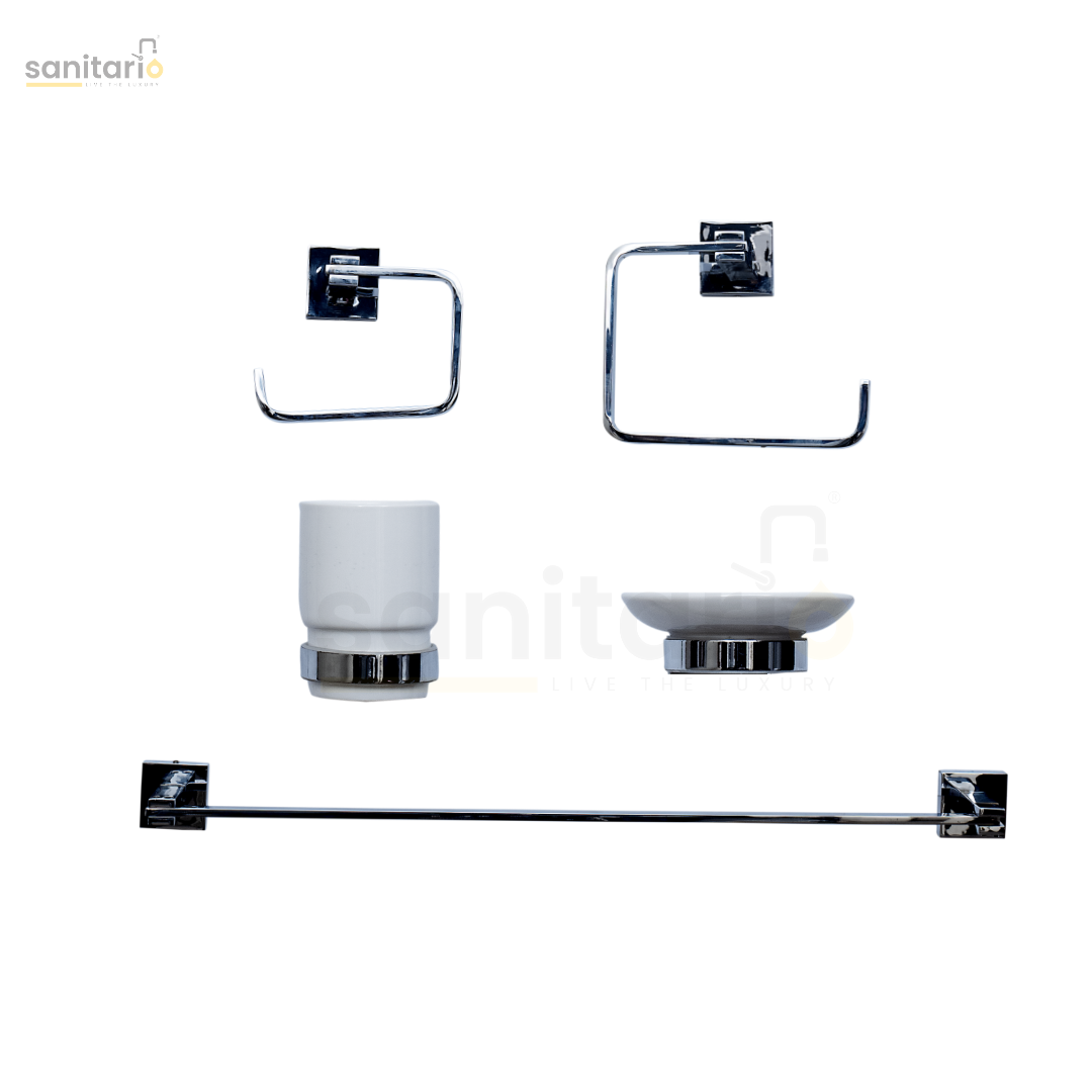 Premium Classic Brass Bathroom Accessory Set – 5 Piece Collection