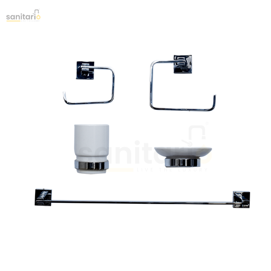 Premium Classic Brass Bathroom Accessory Set – 5 Piece Collection