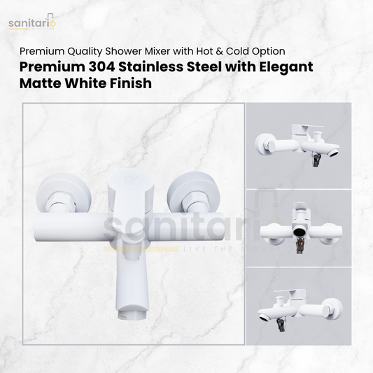 Luxury Hand Shower Set – White 304 Stainless Steel, Complete Set