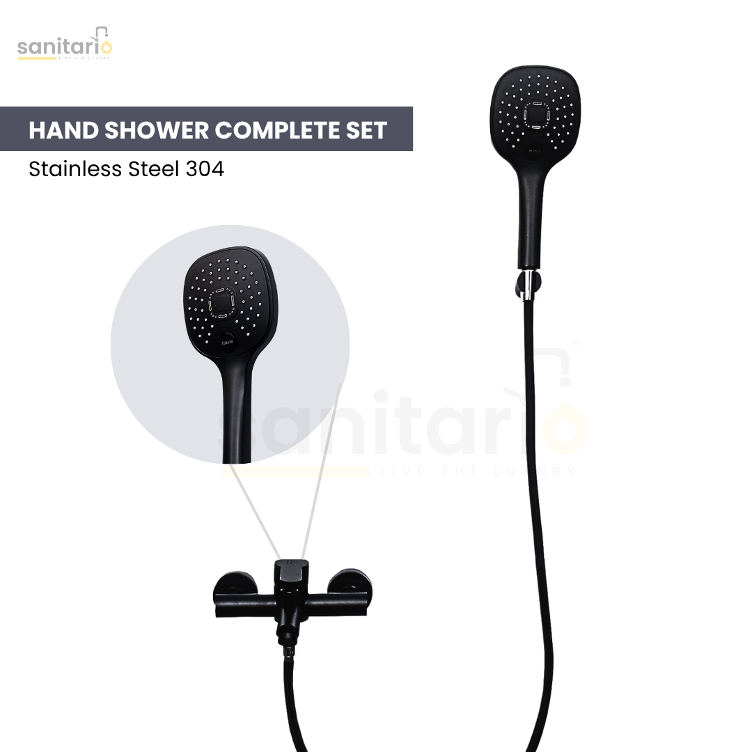 Luxury Hand Shower Complete Set – Matte Black 304 Stainless Steel