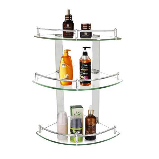 3 Tier Bathroom Glass Shelf Corner