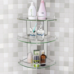 3 Tier Bathroom Glass Shelf Corner